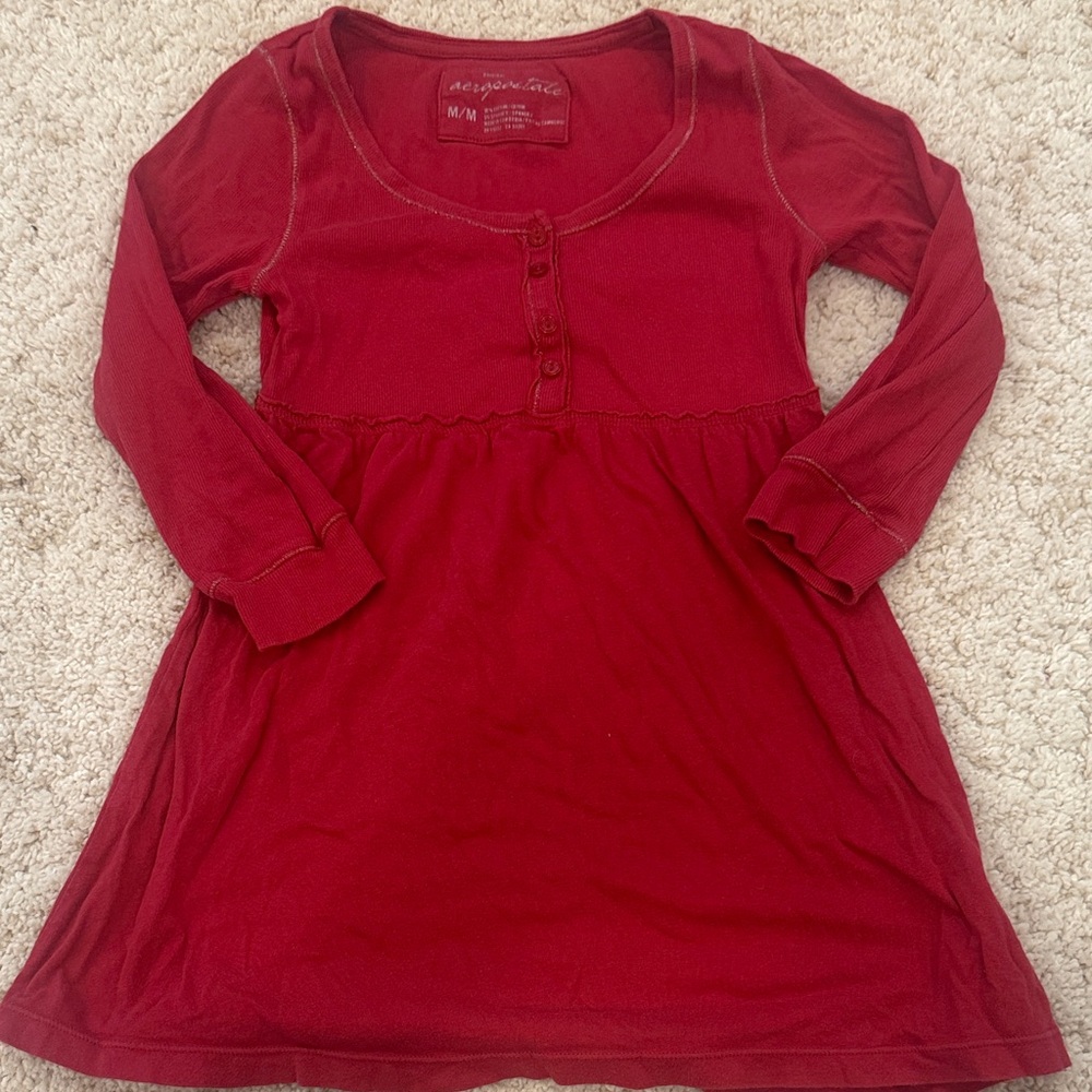 Aeropostale Vintage Red Long Sleeve Tunic Top